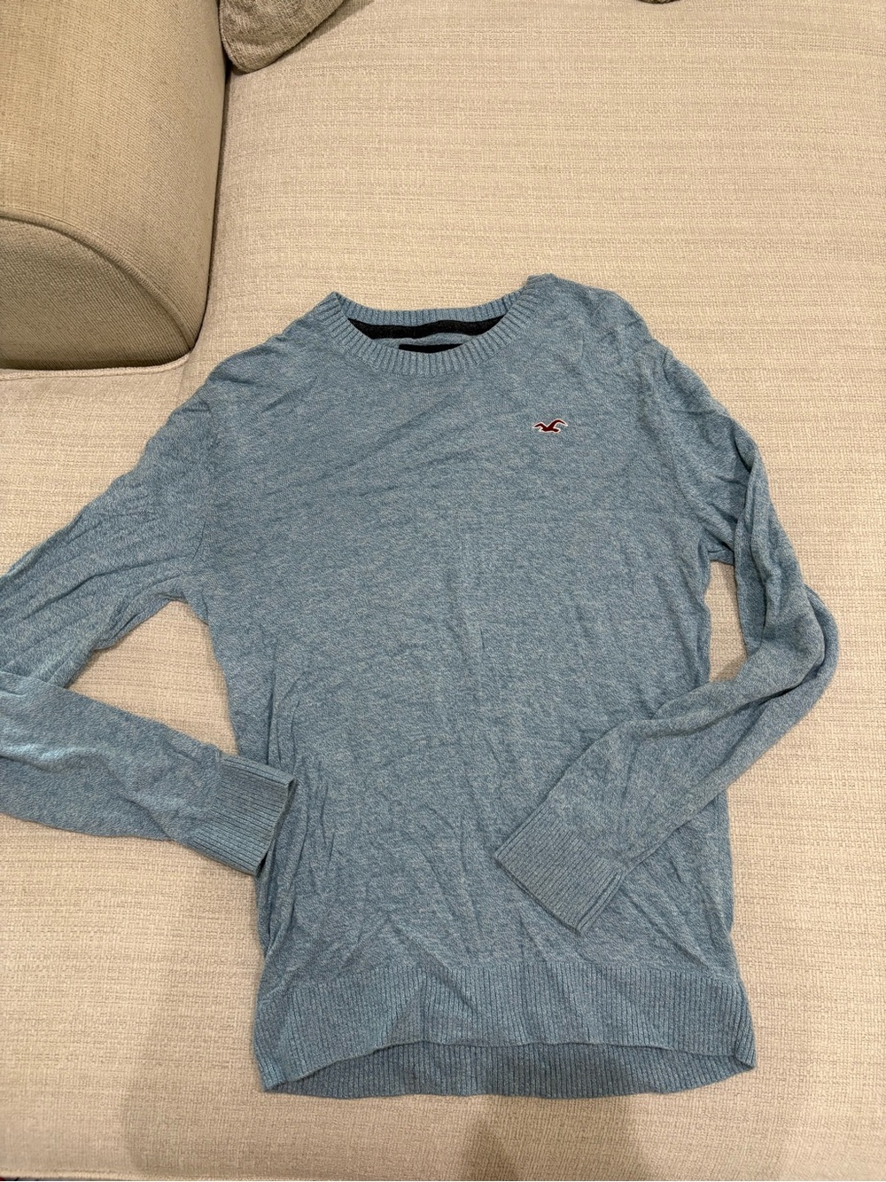 Hollister Heather Light Blue V-Neck Sweater